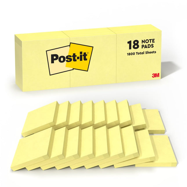 Post-it Notes, 3 in x 3 in, 18 Sticky Notes Pads, 