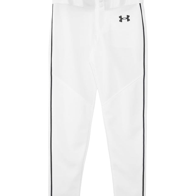 Under Armour Boys' Utility Baseball Pant Pipe, (100) White/Black/Black, Small