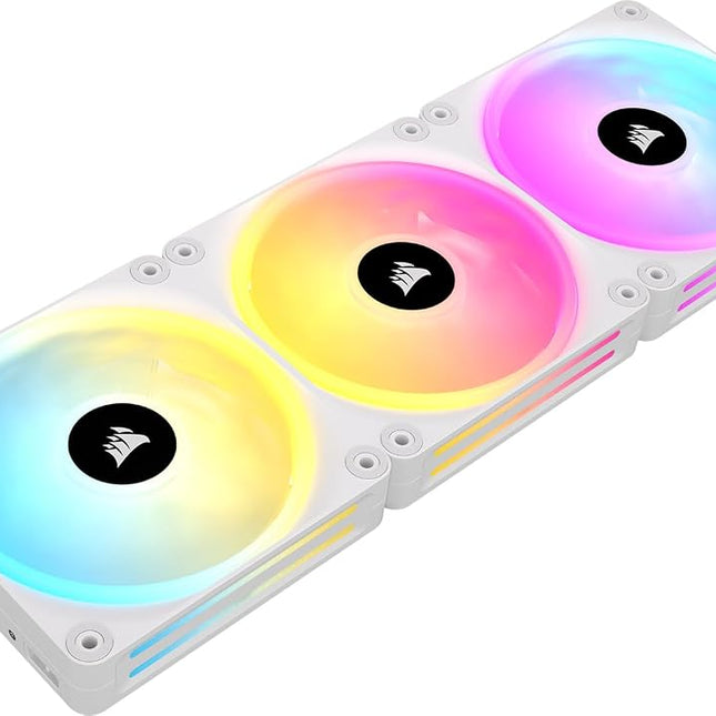 Corsair iCUE LINK QX120 RGB 120mm Magnetic Dome RGB Fans - Triple Fan Starter Kit with iCUE LINK System Hub - White