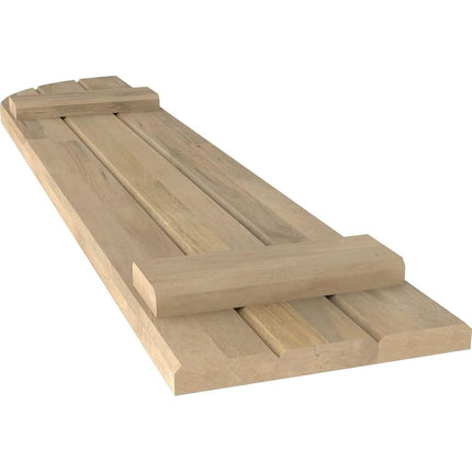 Ekena Millwork ARW101BQ311X52UNH Americraft Three 2 Exterior Real Wood Joined Board-n-Batten Shutters w/Arch Top (Per Pair), 10 1/2"W x 52"H, Unfinished