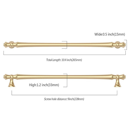 Asidrama 10 Pack 9 Inch(228mm) Gold Kitchen Cabinet Handles, Cabinet Pulls Kitchen Cabinet Hardware for Cupboard Drawer Pulls