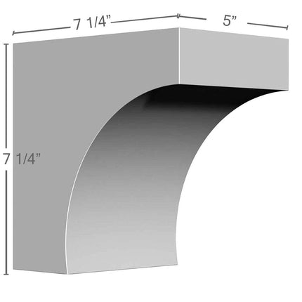 Ekena BKT05X07X07ST 5" W D x 7 1/4" H Stockport Bracket, Primed
