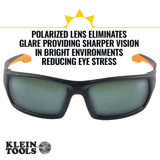 KLEIN TOOLS 60539 Safety Glasses, Professional PPE Protective Eyewear, Full Frame, Scratch Resistant and Anti-Fog, Polarized Lens
