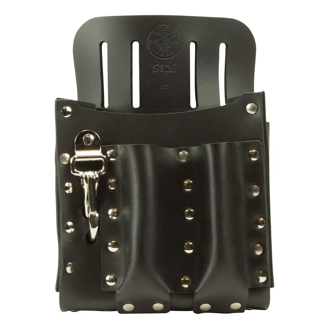 Klein Tools 5126 Leather Tool Pouch with Knife Snap, 5-Pocket