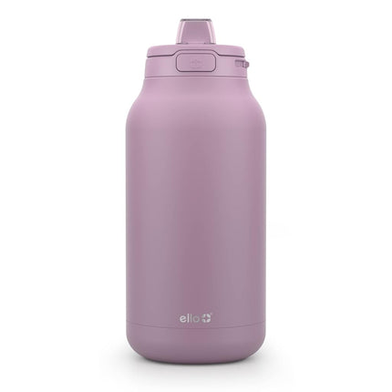 Bouteille d'eau réutilisable en acier inoxydable à isolation sous vide Ello Hydra de 1,9 L (64 oz) avec couvercle verrouillable anti-fuite et paille en silicone souple, garde au froid toute la journée, Mauve