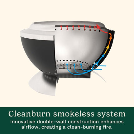 Cuisinart 24” Cleanburn Smokeless Fire Pit with Removable Ash Pan, Portable Outdoor Wood Burning Fireplace, Easy Assembly and Cleanup, Stainless Steel (COH-800C)