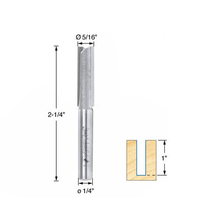 Amana Tool 45214 Straight Plunge 5/16-Inch Diameter by 1-Inch Cutting Height by 1/4-Inch Shank Carbide Tipped Router Bit