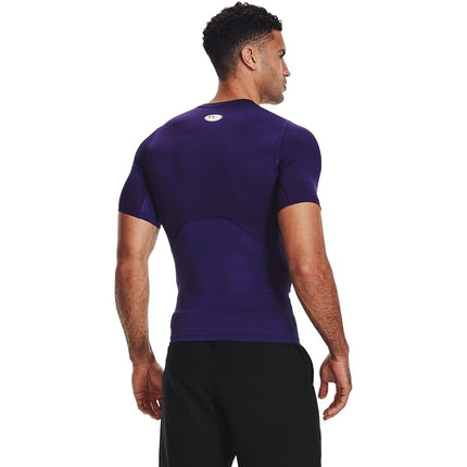 Camiseta de compresión de manga corta HeatGear para hombre de Under Armour, morado (500)/blanco, XL