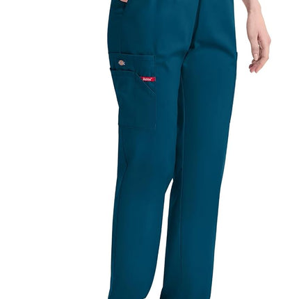 Dickies EDS Signature Scrubs for Women, Elastic Waist Pull-On Cargo Pants for Women in Soft Brushed Poplin 86106, Caribbean Blue, XXXL