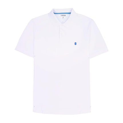 IZOD Men's Short Sleeve Interlock Polo Shirt, Bright White, S