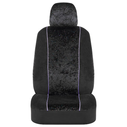 Dark Theme Fresh-Protect Sideless All Protection Unique Fun Graphic Design Seat Belt Side Airbag Armrest Compatible Protective Universal Auto Cars Front Seat Covers -2 Piece Stardust