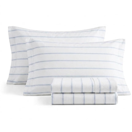 Nautica - Queen Sheet Set, Cotton Percale Bedding Set, Crisp & Cool, Lightweight & Breathable (Skippers Island Light Blue, Queen)