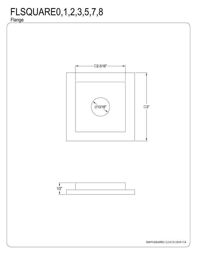 Kingston Brass FLSQUARE8 Magellan Heavy Duty Square Solid Cast Brass Shower Flange, Satin Nickel
