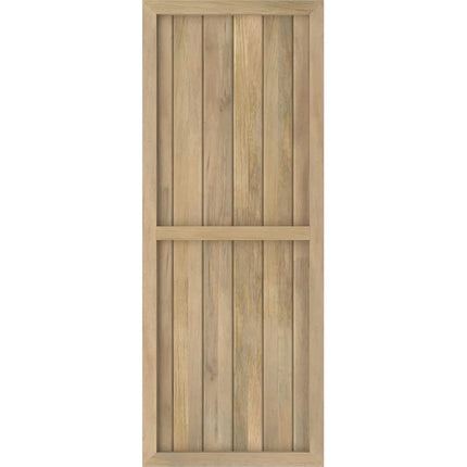 Ekena Millwork ARW101BF621X38UNH Americraft Six Exterior Real Wood Two Equal Panel Framed Board-n-Batten Shutters (Per Pair), 21"W x 38"H, Unfinished