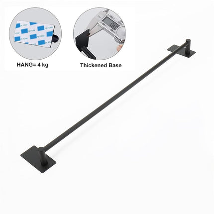 NearMoon Self Adhesive Bathroom Towel Bar- Stainless Steel Bath Wall Shelf Rack Hanging Towel Stick On Sticky Hanger Contemporary Style, NO Drilling (Matte Black, 27 Inch)
