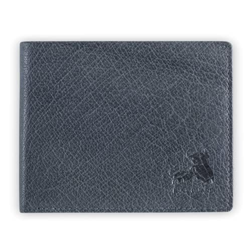 Cartera Bifold de Cuero para Hombre con RFID y Ventana Abatible para ID en Marrón Búfalo Vintage, Gris Búfalo Salvaje, Clásico