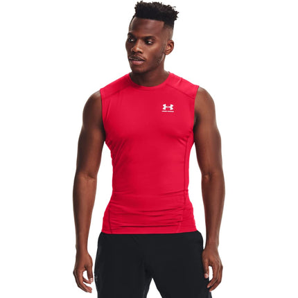 Under Armour Men's HeatGear Compression Sleeveless T-Shirt, Red (600)/White, M