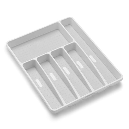 madesmart Antimicrobial Classic Large Silverware Tray Soft Grip, Non-Slip Kitchen Drawer, 6 Compartments, Multi-Purpose Home Organization, EPA Certified, White