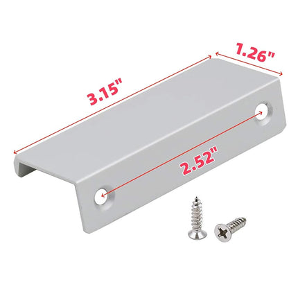 LICTOP 80mm/3.15" Silver Aluminum Home Kitchen Cabinets Drawers Collection Long Hole Centers Finger Edge Pull Tab Handle (10pcs)