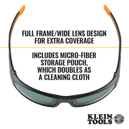 KLEIN TOOLS 60539 Safety Glasses, Professional PPE Protective Eyewear, Full Frame, Scratch Resistant and Anti-Fog, Polarized Lens