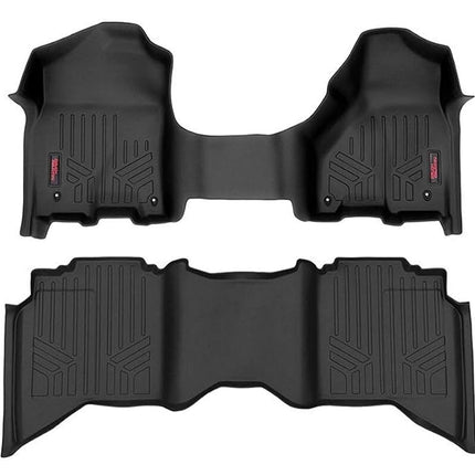 Rough Country Floor Liners fits 2012-2018 Dodge Ram 1500 Crew Mega Cab w Half Length Console Floor Mats Front and Re