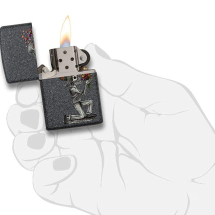 Zippo Skeleton Flowers Iron Stone Gift Set Pocket Lighters