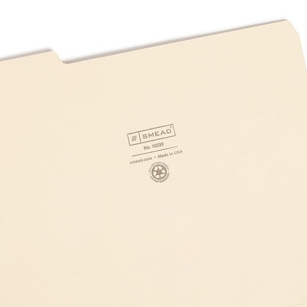 Smead 100% Recycled File Folder, 1/3-Cut Tab, Letter Size, Manila, 100 Per Box (10339)