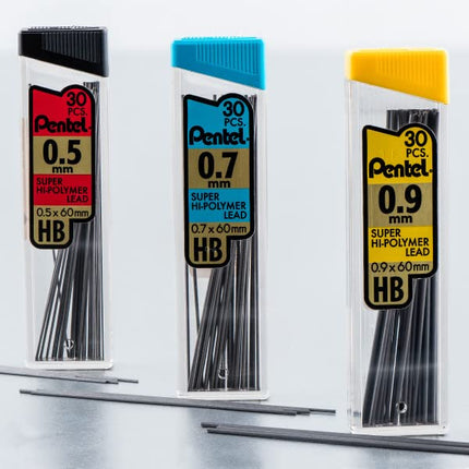 Pentel Super Hi-Polymer Minas de repuesto para lápiz mecánico Paquete económico - Versión surtida original - 0.5mm, 0.7mm, 0.9mm