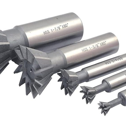 HHIP 2006-0205 5 Piece HSS Dovetail Cutter Set, 3/8-1-7/8 Inch