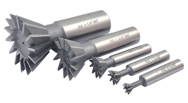 HHIP 2006-0205 5 Piece HSS Dovetail Cutter Set, 3/8-1-7/8 Inch