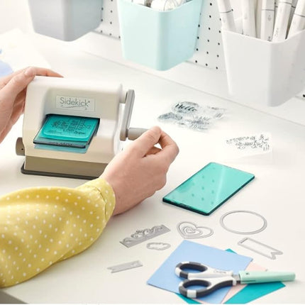 Sizzix Portable Sidekick Manual Die Cutting & Embossing Starter Kit for Paper Crafting, Card Making & Scrapbooking - White & Grey
