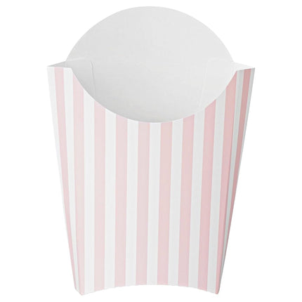 Bio Tek 4.7 x 3.5 x 5.1 Inch French Fry Cup, 100 Disposable Snack Cups - Stackable, Sustainable, Pink and White Paper 4 Ounce Fry Holder, for Fries, Onion Rings, Popcorn, or Cookies - Restaurantware