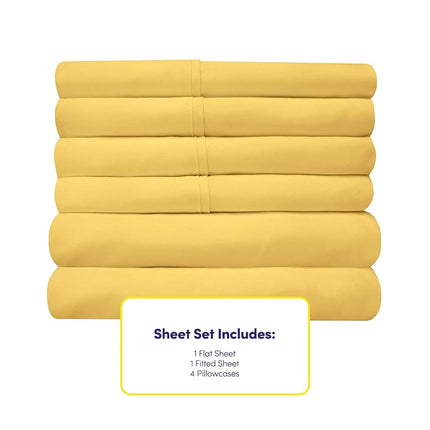 Sweet Home Collection Size Bed Sheets - 4 Piece 1500 Thread Count Fine Brushed Microfiber Deep Pocket Sheet Set Bedding - 2 Extra Pillow Cases, Great Value, Twin, Yellow