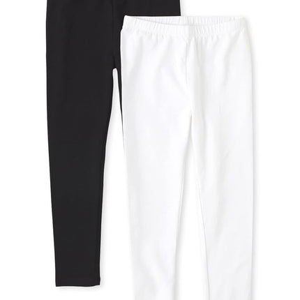 Leggings para niña de The Children's Place, paquete de 2, Negro/Blanco, Talla M