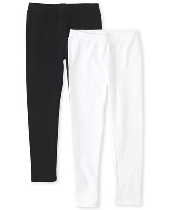 The Children's Place Girls' Leggings 2 Pack, Black