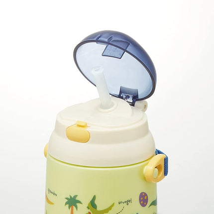 / SDPC4P-A Stainless Steel Water Bottle with Straw, One Push Type, 11.8 fl oz (350 ml), Dinosaurus Picture