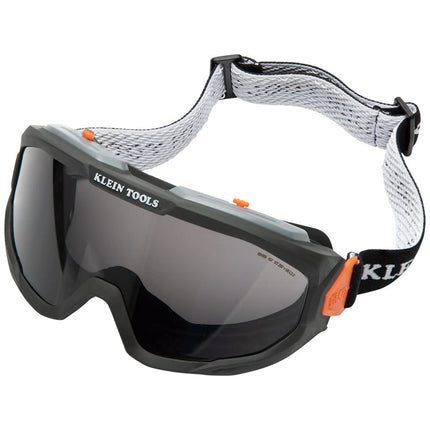 Klein Tools 60480 Safety Goggles, Tinted Grey Lens PPE Eye Protection, Anti-Fog, Scratch-Resistant, UV Protection, Adjustable Vents