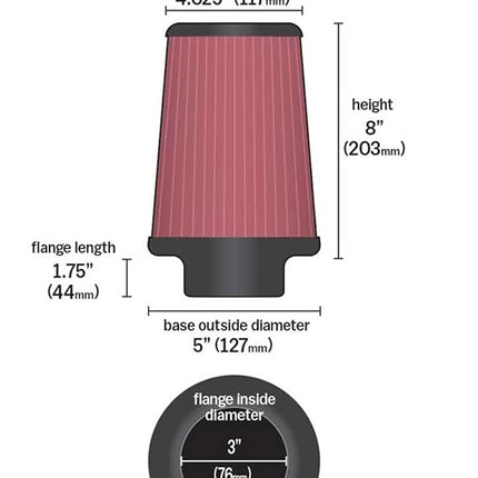 K&N Filters RE-0910 Washable and Reusable Car and Motorcycle Universal Rubber Filter