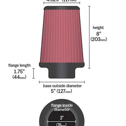 K&N Filters RE-0910 Washable and Reusable Car and Motorcycle Universal Rubber Filter