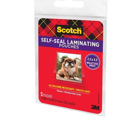 Scotch Self-Sealing Laminating Pouches, Gloss Finish, 2.5 Inches x 3.5 Inches, 5 Pouches, 6 Pack (PL903G)