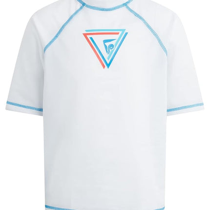 Kanu Surf Boys' Twister UPF 50+ Sun Protective Rashguard Swim Shirt, Seaweeds White, 8