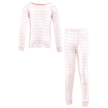 Ensemble de pyjama en coton pour bébé fille Hudson Baby, rayures rose tendre, 8 ans
