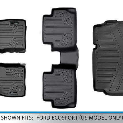 SMARTLINER Custom Fit Floor Mats 2 Rows and Cargo Liner Set Black for 2018-2019 Ford EcoSport (US Model Only)