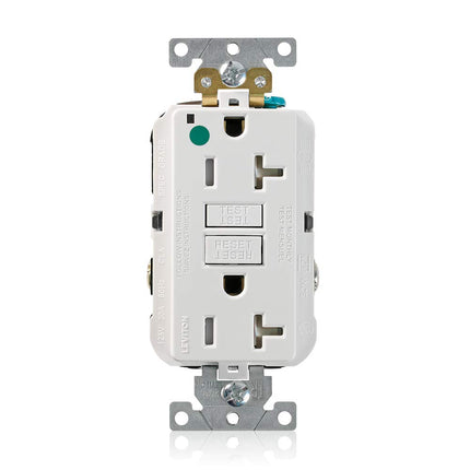 Leviton 20A-125V Extra-Heavy Duty Hospital Grade Tamper-Resistant Duplex Self-Test GFCI Receptacle, 20-Amp, GFTR2-HGW, White