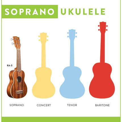 Kala Satin Mahogany Soprano Ukulele with White Binding (KA-S)