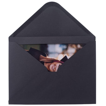 Litpoetic 100 Count Photo Frame Cards with Envelopes 4x6 Paper Picture Frame Notecards Photo Card Holder for Thanksgiving Halloween Wedding Birthday Classroom DIY Fall Decor - Black