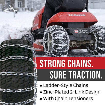 The ROP Shop Pair of 2 Link Tire Chains & Tensioners 16x6.5x8 for Snow Blowers, Lawn & Garden Tractors, Mowers & Riders, UTV, ATV, 4-Wheelers, Utility Vehicles