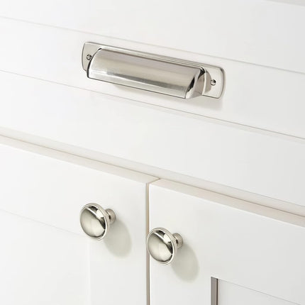 khtumeware 10 Pack 3"(76mm) Vintage Drawer Pulls Brushed Satin Nickel Cabinet Bin Cup Pulls Kitchen Hardware Silver Cabinet Handles Drawer Handles Knobs.