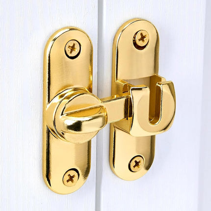 INIRET 4 Packs Gold Barn Door Latches,90/180 Degree Gate Lock,Flip Gate Latches Hardware,Zinc Alloy Right Angle Door Lock Latch,Door Security Sliding Door Latch Lock for Cabinets,Bathroom
