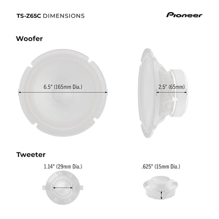 Pioneer TS-Z65C 330W 17cm 2-Way Component Speaker System